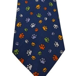 Utopia Men's Necktie Tie Silk Wine Dog Paw Prints